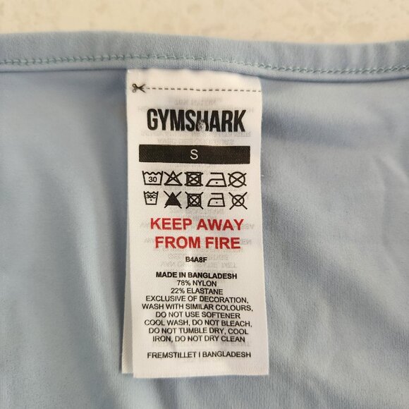 GYMSHARK Long Sleeve Crossover Crop Top Light Blue Workout Womens‎ Small EUC - Picture 8 of 11
